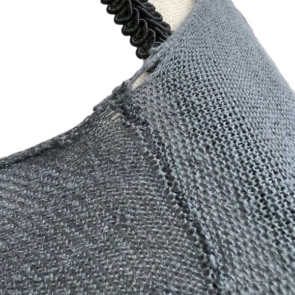 PURE DKNY STEEL BLUE LINEN SHORT SLEEVE MULTIWAY DRAPE FRONT OPEN CARDIGAN - Picture 10 of 16